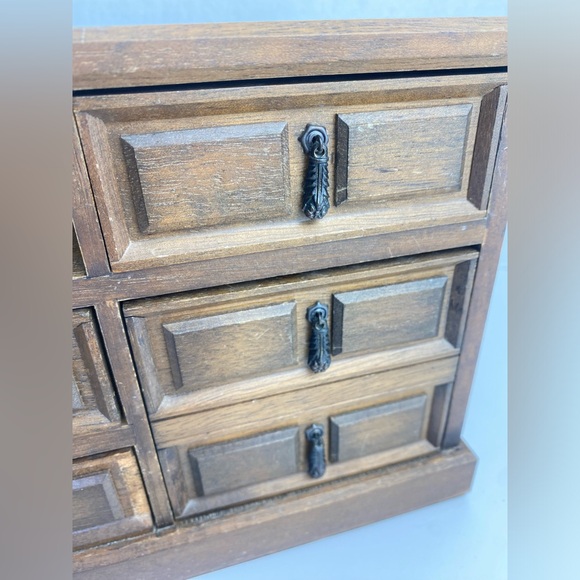 Vintage Wooden Mele Jewelry Box Dresser Large 7 Drawers Made Japan Mid Century - Picture 12 of 15